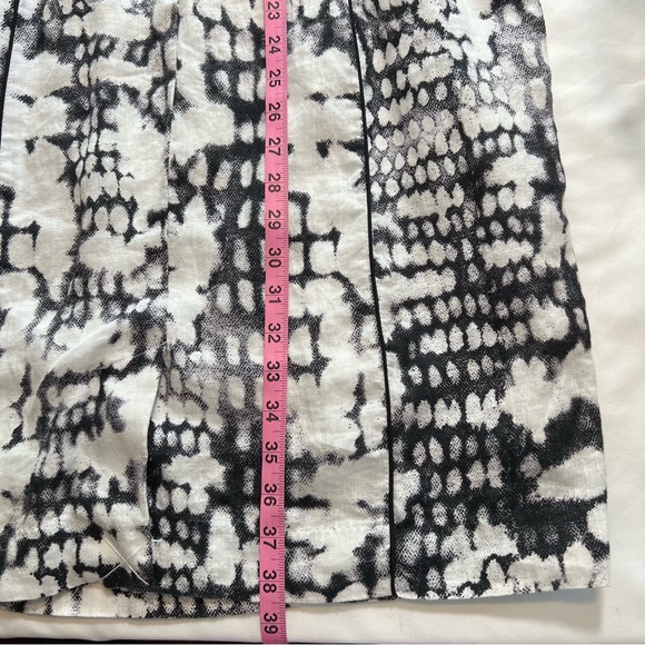 NEW NWT Cynthia Rowley Snakeskin Black/White Sleeveless 100% Linen Dress Size 14 - Picture 15 of 16